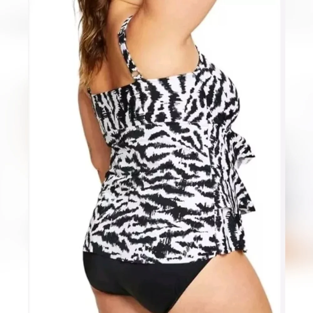 Swim Solutions Tummy Control V-neck One Pc Swimsuit Woman Plus 20 Black Wireless - Picture 2 of 10